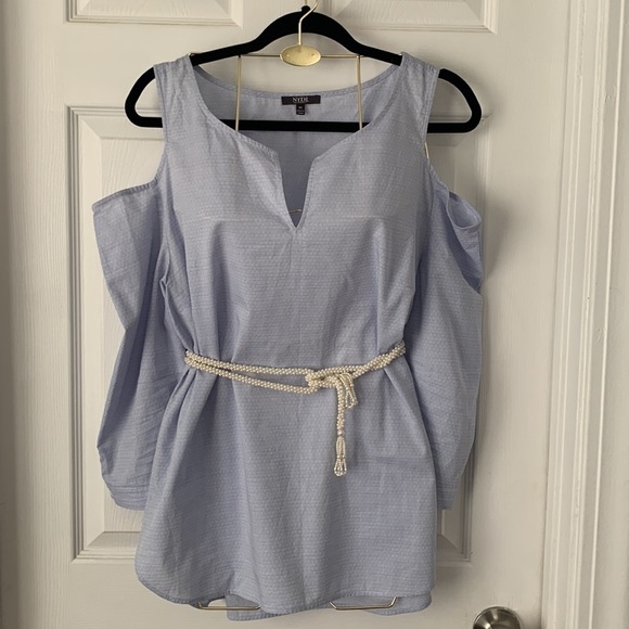 NYDJ Cold Shoulder Blouse Size M #057 - Picture 2 of 6